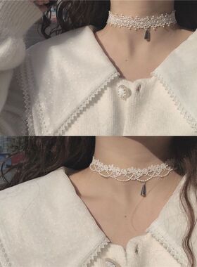 ins网红超仙女白蕾丝choker 气质软妹日系项圈甜美项链锁骨链颈链