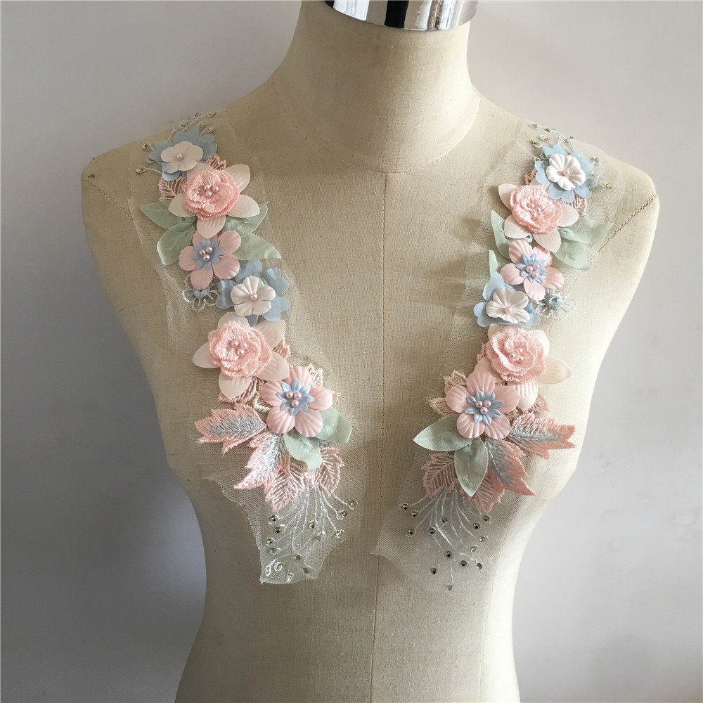 服装辅料立体花朵雪纺仿珍珠蕾丝网纱花边衣领DIY手工缝制辅料
