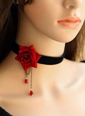 锁骨链花朵流苏超仙森系暗黑lolita性感玫瑰项链ins网红颈部饰品
