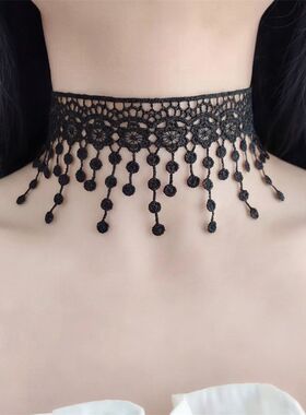 黑色礼服配饰项链脖子饰品蕾丝颈饰颈链复古锁骨链项圈女颈带装饰