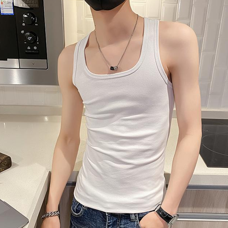 运动背心男士纯棉夏季弹力修身跨栏两根筋二道吊带内穿无袖打底衫