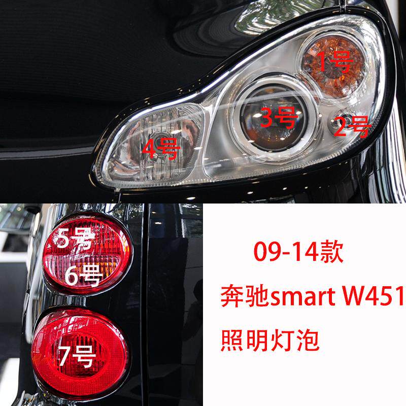 适用09-14款奔驰smart W451照明灯泡转向驻车远近光刹车行车卤素