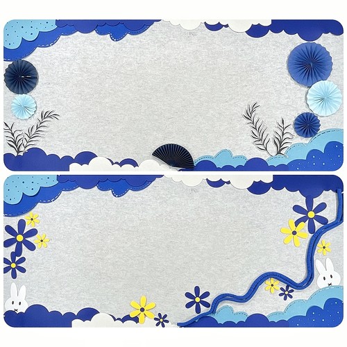 蓝色系简约边框边条主题墙贴