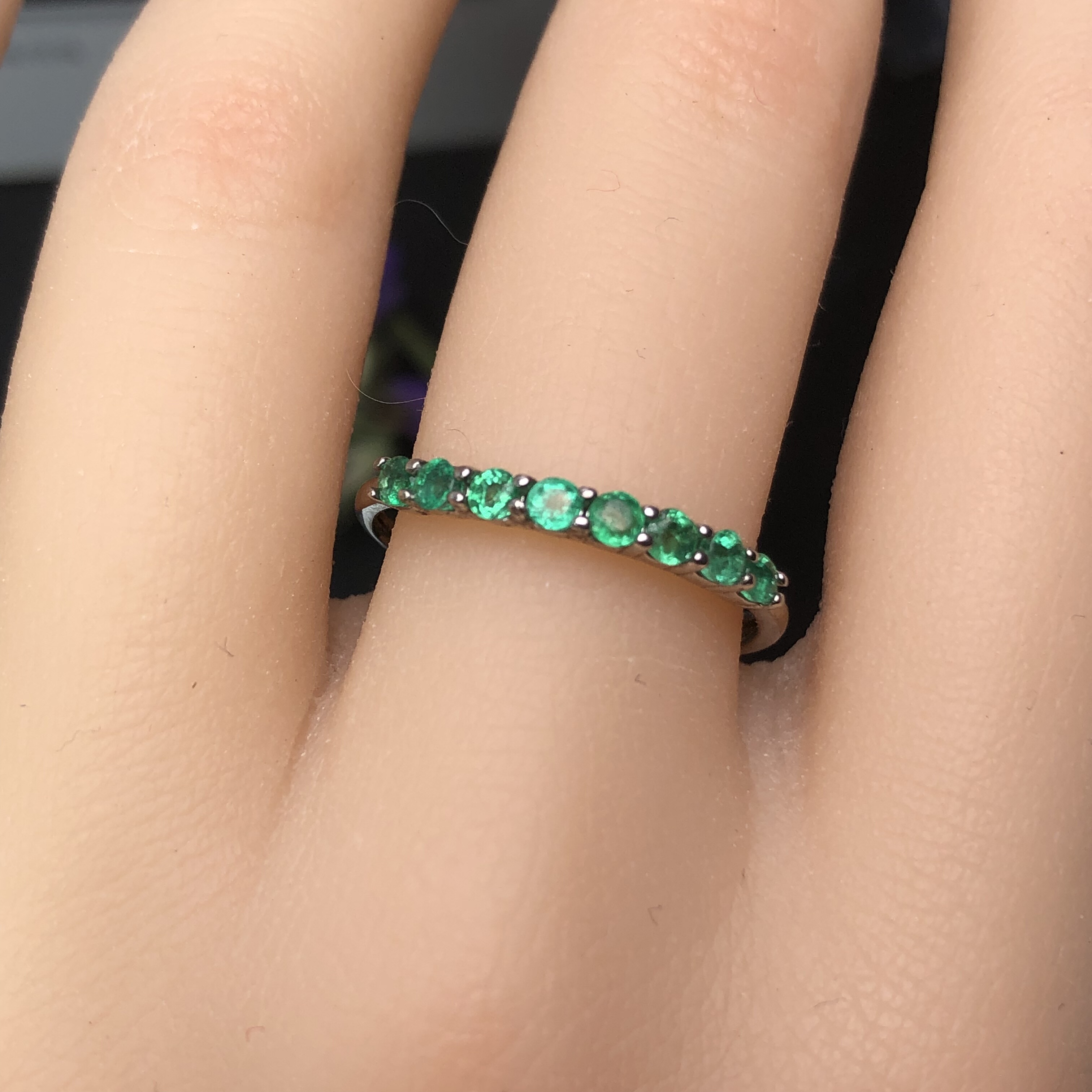 s925银镶嵌天然祖母绿戒指时尚简约轻奢精致气质百搭女款生日礼物