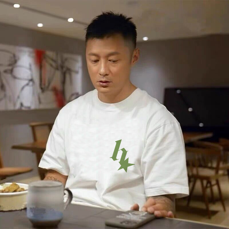 handianh星t恤男潮牌短袖t夏季圆领白色纯棉宽松半袖打底字母衣服