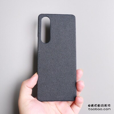 1VI适用索尼Xperia 1 V布纹手机壳1 III远峰蓝简约商务防滑Sony Xperia 5 IV帆布五代1ii牛仔布Pro-I半包硬壳