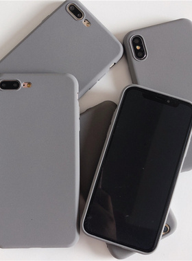 13岩石灰色适用苹果Xs MAX手机壳xr超薄7/8p简约12磨砂11pro软壳14Plus硅胶iPhone15ProMax全包16pro
