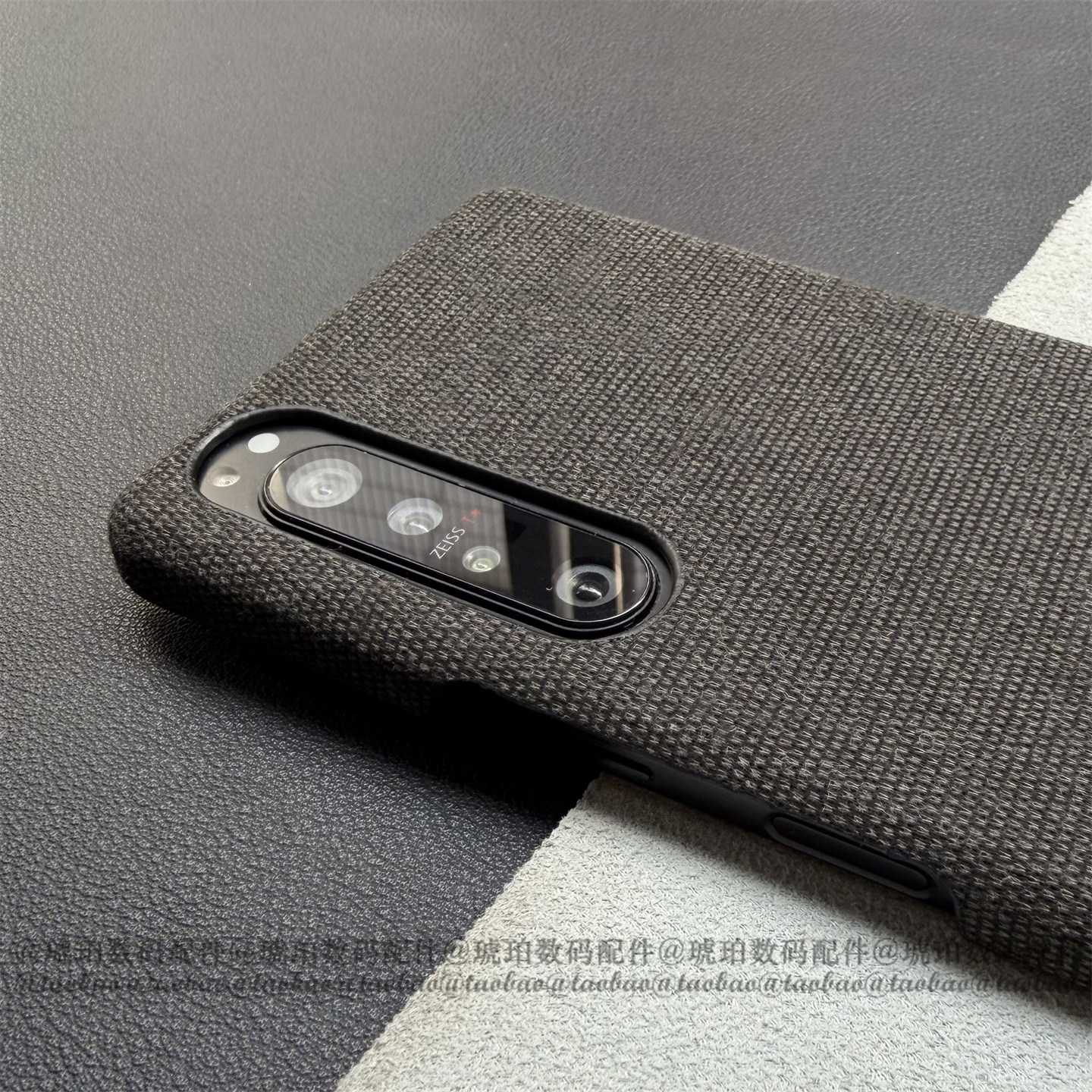 适用索尼Xperia 1 VI手机壳Sony手工贴布牛仔布X1III保护套1V不沾指纹防滑5IV全包硬壳简约商务Pro-I经典黑色