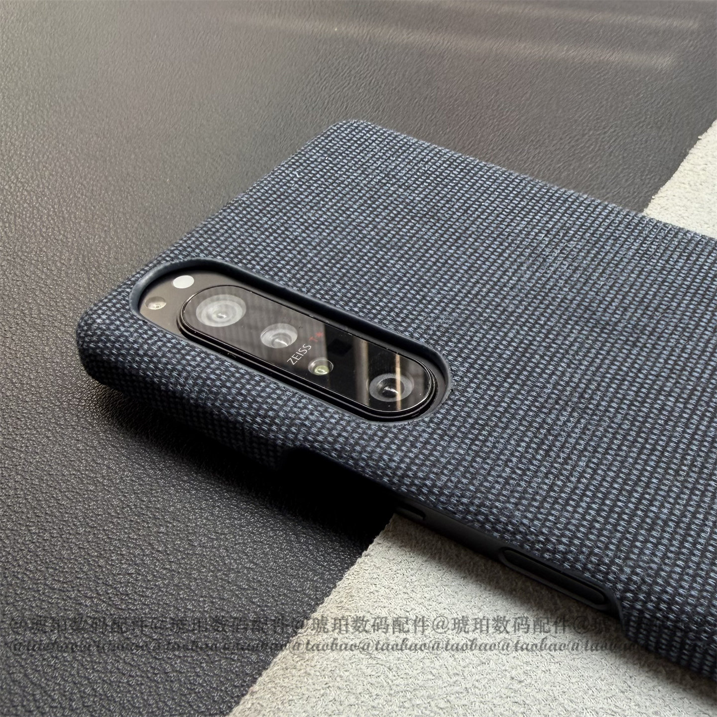 适用索尼Xperia 1 VI手机壳Sony手工贴布牛仔布X1III保护套1V不沾指纹防滑5IV全包硬壳简约轻奢商务蓝色Pro-I