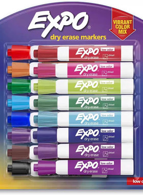 国内现货EXPO Low-Odor Dry Erase Markers, Chisel Tip, Vibrant