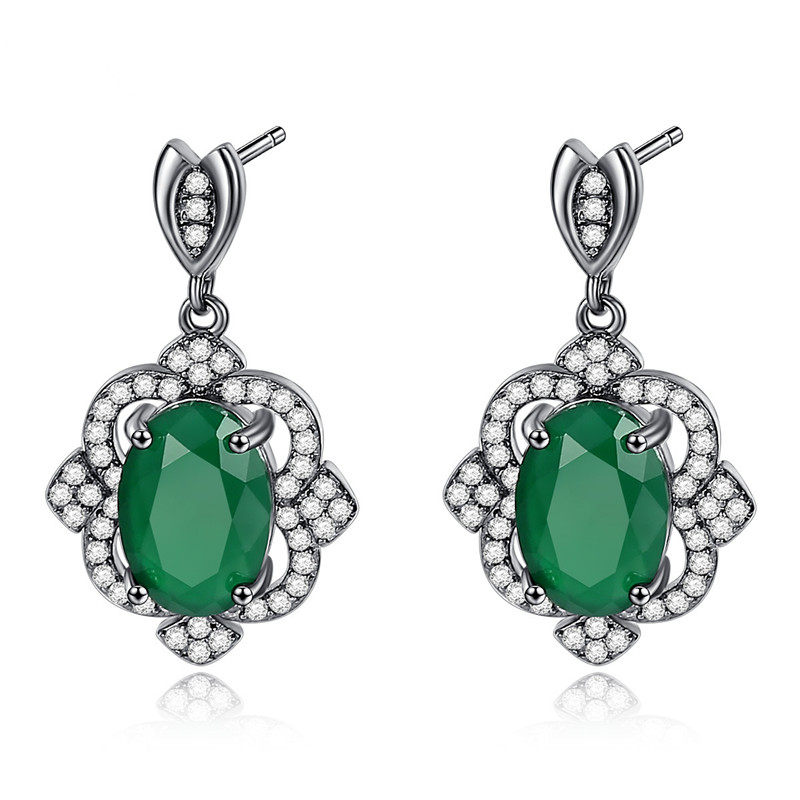 绿色耳环女耳钉妈妈耳坠珍珠项链中老年人首饰旗袍配饰奶奶耳饰品