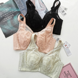正品Y11 软钢圈蕾丝聚拢侧收上托CD大码全罩杯大胸显小内衣女文胸