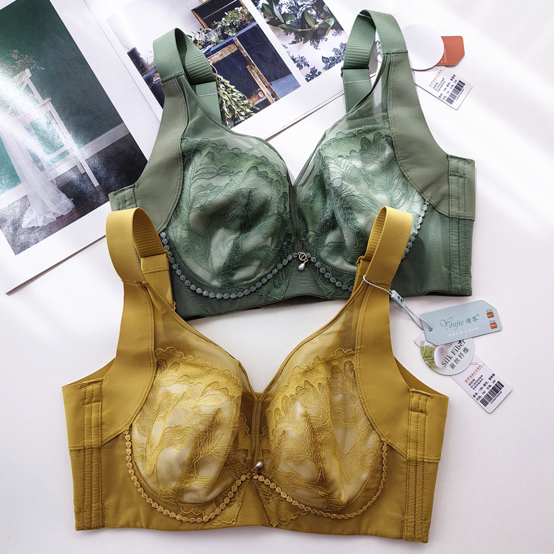 诱界1386大胸显小薄款CD杯纯棉透气软钢圈蚕丝内衣女聚拢调整文胸