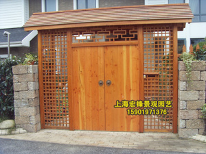 防腐木碳化木木门 加大双开四开门 栅栏围栏门 花园庭院门 篱笆门