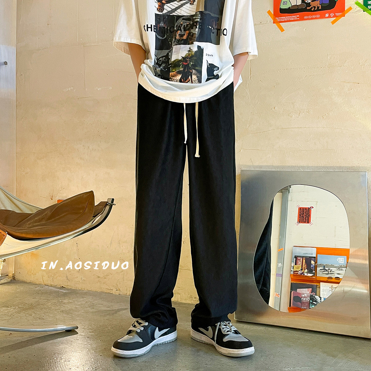 休闲裤男直筒西裤男九分裤男卫裤男运动裤男227-*2*C516*P45控58图片