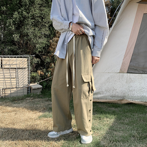 潮流宽松阔腿工装裤男日系排扣百搭休闲长裤 227-2*C529*P55控68图片