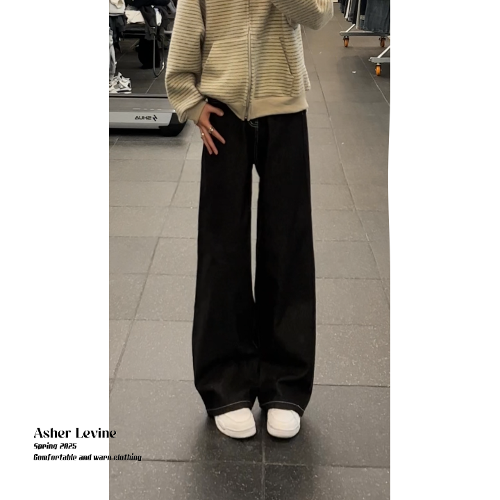 水洗黑色弯刀牛仔裤男款美式复古高级感cleanfit宽松直筒裤子长裤,男装牛仔裤,星座511-1