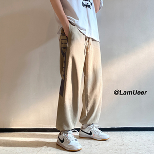 秋季港风休闲裤宽松简约直筒束脚运动裤女 227-2*C63*P35控58图片