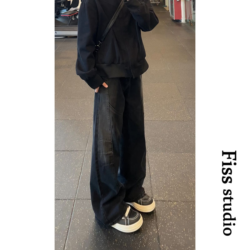 扎染水洗立体剪裁泼墨牛仔裤秋冬宽松长裤休闲小众复古遮肉显瘦,男装牛仔裤,星座511-1