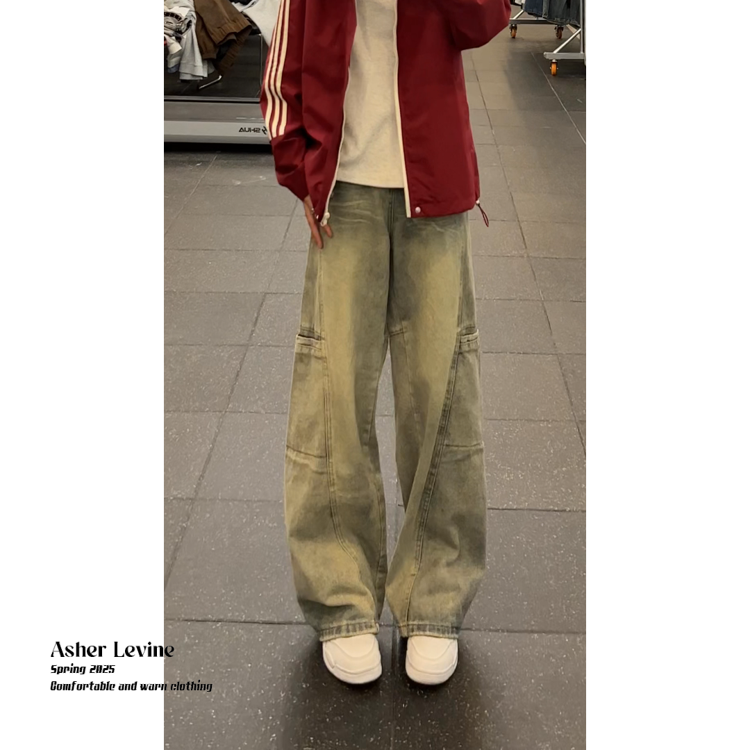 美式高街复古水洗牛仔裤男款春秋潮牌高级感直筒宽松休闲工装裤子,男装牛仔裤,星座511-1