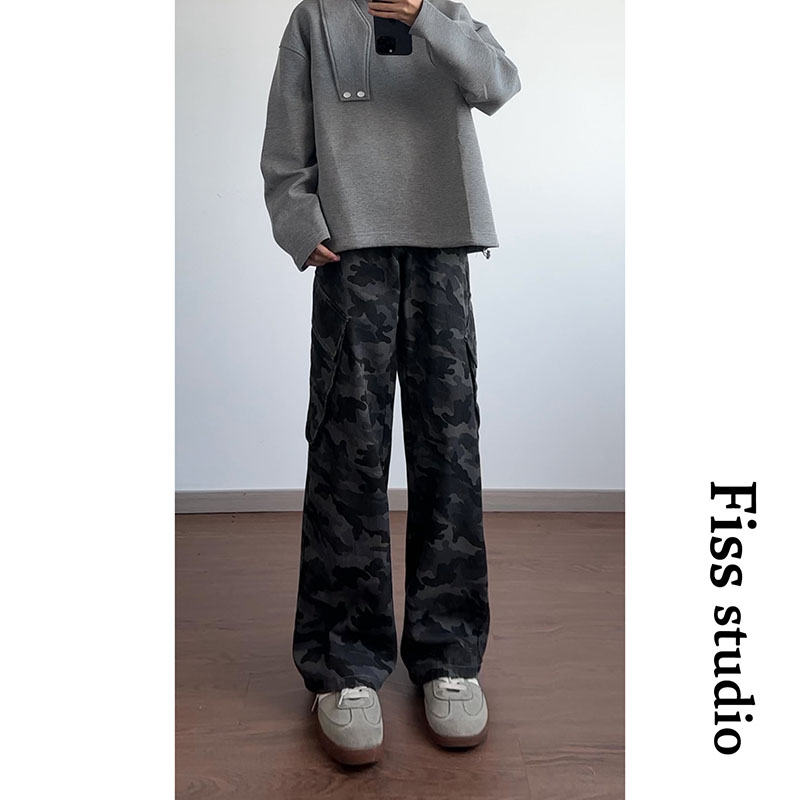 美式牛仔休闲裤男秋季潮牌宽松百搭迷彩裤子2025新款潮流男款裤子，男装休闲裤，星座511-1