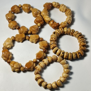 纯手工打磨天然竹钉老竹根手串文玩竹雕串手链金蟾元宝把件男女串