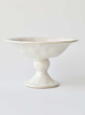 欧式高脚茶席插花陶瓷花盆白色高足禅意浴室苔鲜球盆景蕨类花盘