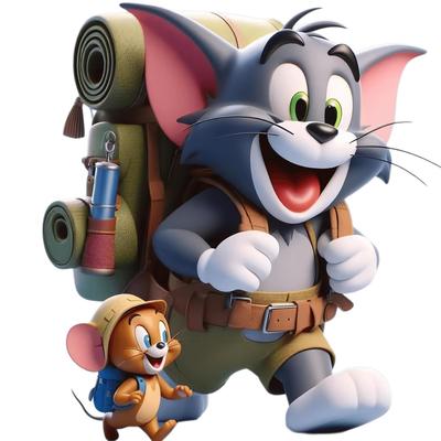 猫和老鼠可爱治癒探险卡通贴纸图画防水贴纸卧室客厅贴图画