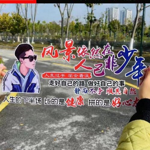 风景依然在 人已非少年贴纸汽车车贴个性车身后玻璃装饰文字贴纸