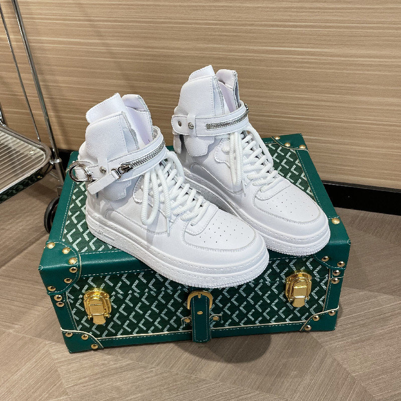 高帮鞋橡胶底猪皮休闲鞋