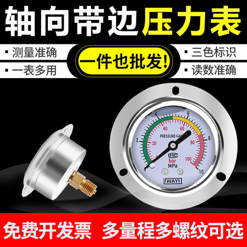 轴向带边耐震压力表不锈钢YN60ZT