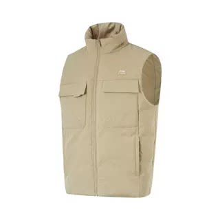 李宁羽绒马甲男子秋冬保暖防泼水鸭绒休闲运动休闲外套男AMRU033