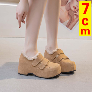 加绒冬季女鞋2025新款保暖棉鞋33码冬天鞋子女超火增高勃肯鞋毛绒