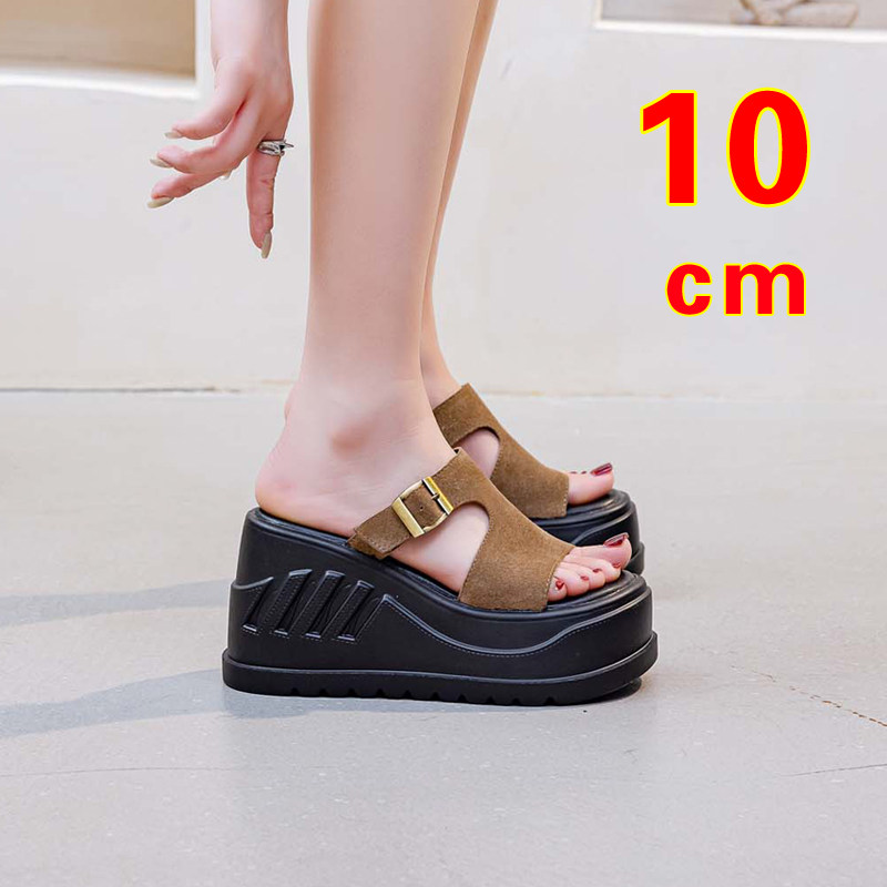 小个子厚底拖鞋女2025新款外穿夏增高配裙子显高10cm高跟拖鞋夏天