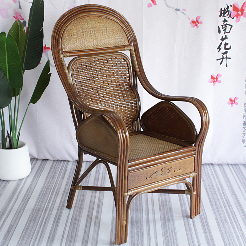 藤椅高靠背办公椅老人椅天然真藤