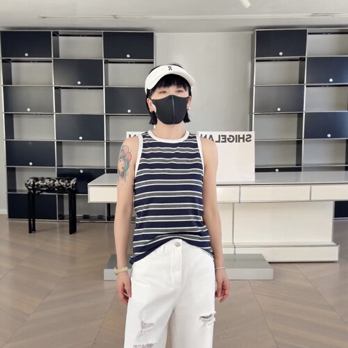 妍西家 诗歌兰女装26夏52217时尚条纹背心吊带修身上衣显瘦可退换