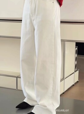 妍西家 现货诗歌兰女装26春61181时尚白色牛仔裤欧货宽松