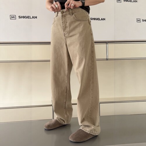 妍西家 诗歌兰女装26秋款268938时尚卡其色直筒牛仔裤休闲可退换