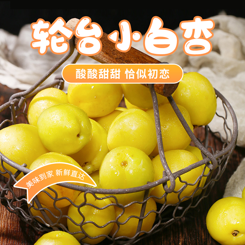 新疆轮台小白杏应季水果自然成熟酸甜可口美味营养4斤礼盒装甜杏