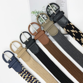 防过敏无孔皮带宽腰带韩版 编制腰带学生 编织弹力针扣男女通用款