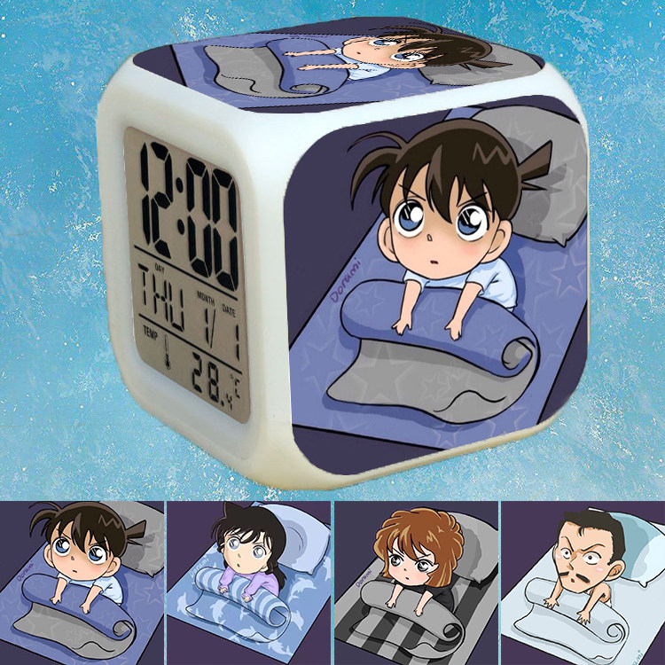 供应动漫周边产品 柯南闹钟 名侦探柯南七彩变色儿童礼品小闹钟