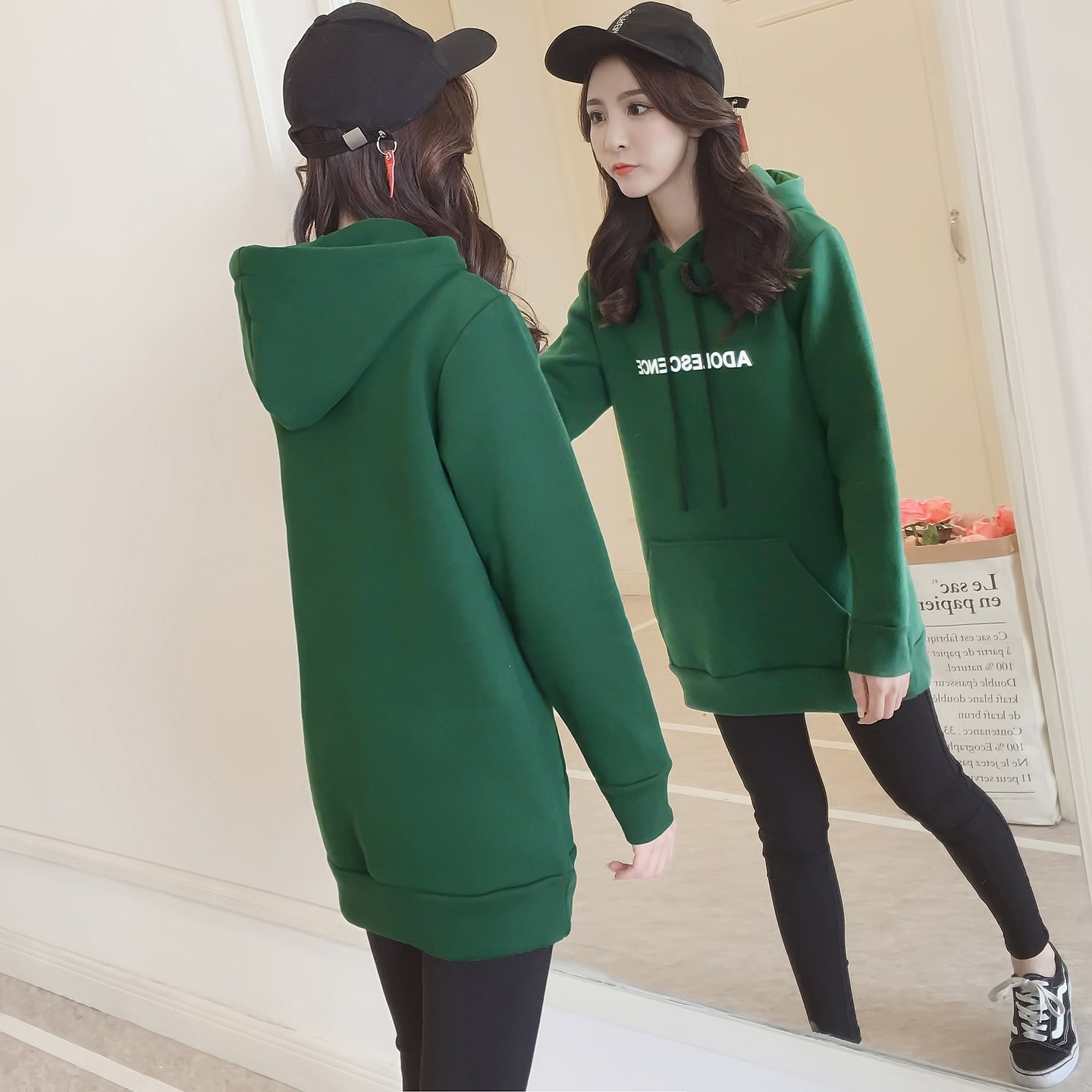 宽松连帽卫衣女2026中长款外套潮