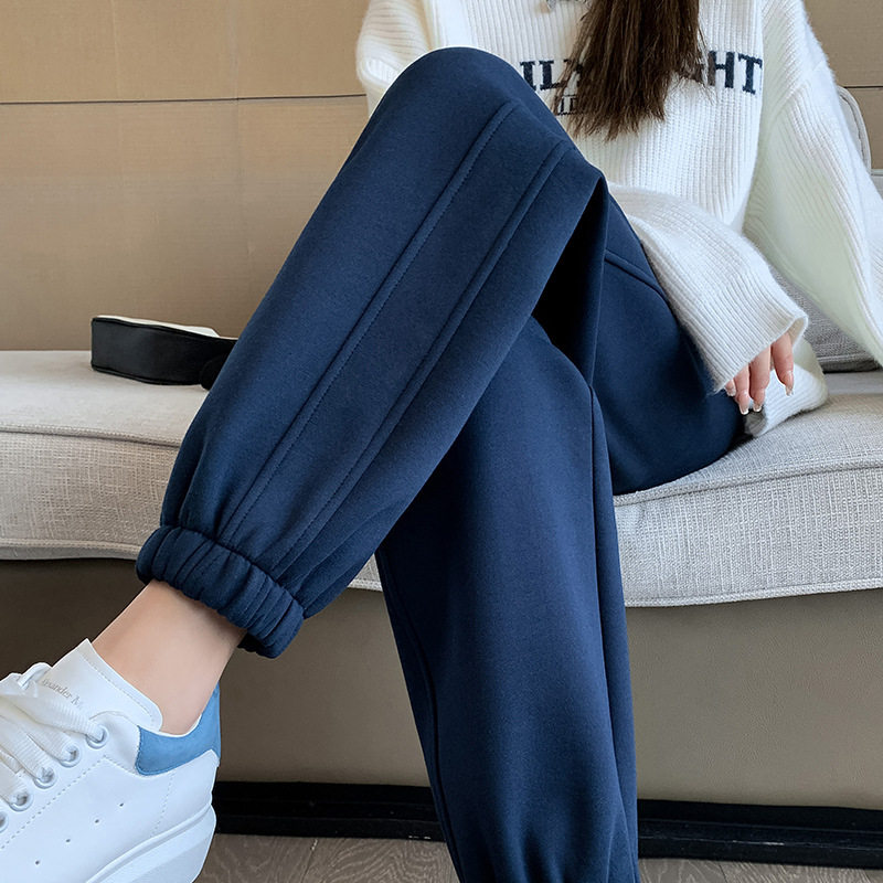 藏青色春秋冬休闲女卫裤子