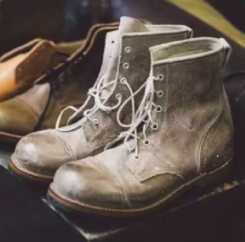 美国julianboots伞兵工装靴朱利安cairo猪脸元年翘头翻毛高帮短靴