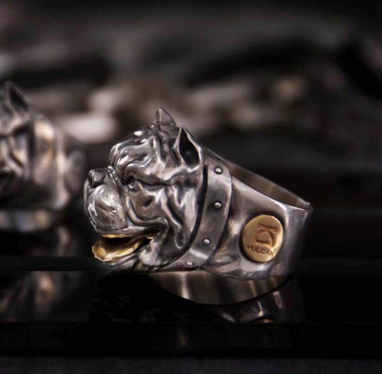 mix伏尔甘正品bully恶霸犬925银戒指全银指环狗头戒指狗年旺旺旺