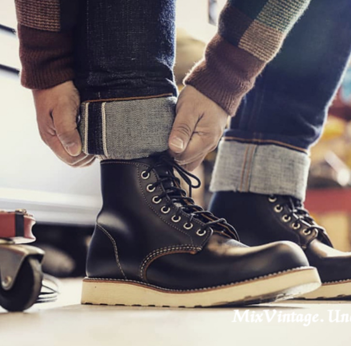 美国正品redwing9870犬标黑狗圆头红翼9874限定茶芯皮复古工装靴