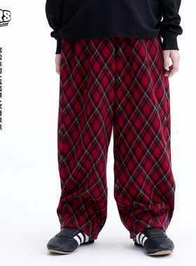 JAC梦想家童装【新年红色格子裤】早春男女童直筒裤儿童宽松长裤