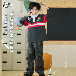 亲子装 JAC梦想家童装 拼接男女童T恤儿童polo衫 25春夏 日系长袖