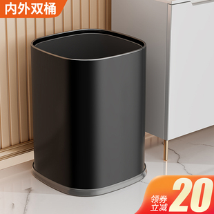 垃圾桶家用2022新款 不锈钢轻奢厨房卧室客厅卫生S间办公室无盖大