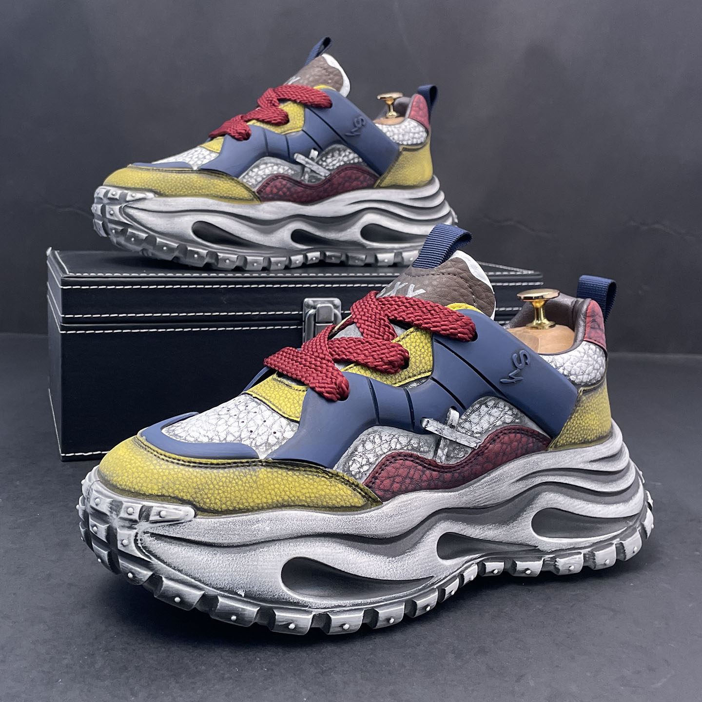 老爹鞋男士厚底冬季时尚潮流复古高级感运动休闲鞋个性内增高鞋子